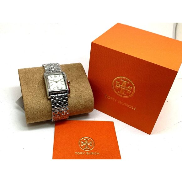 Tory Burch Women's Watch TBW1069 Eleanor Quartz Cream Dial Silver Steel Tank - Picture 3 of 14